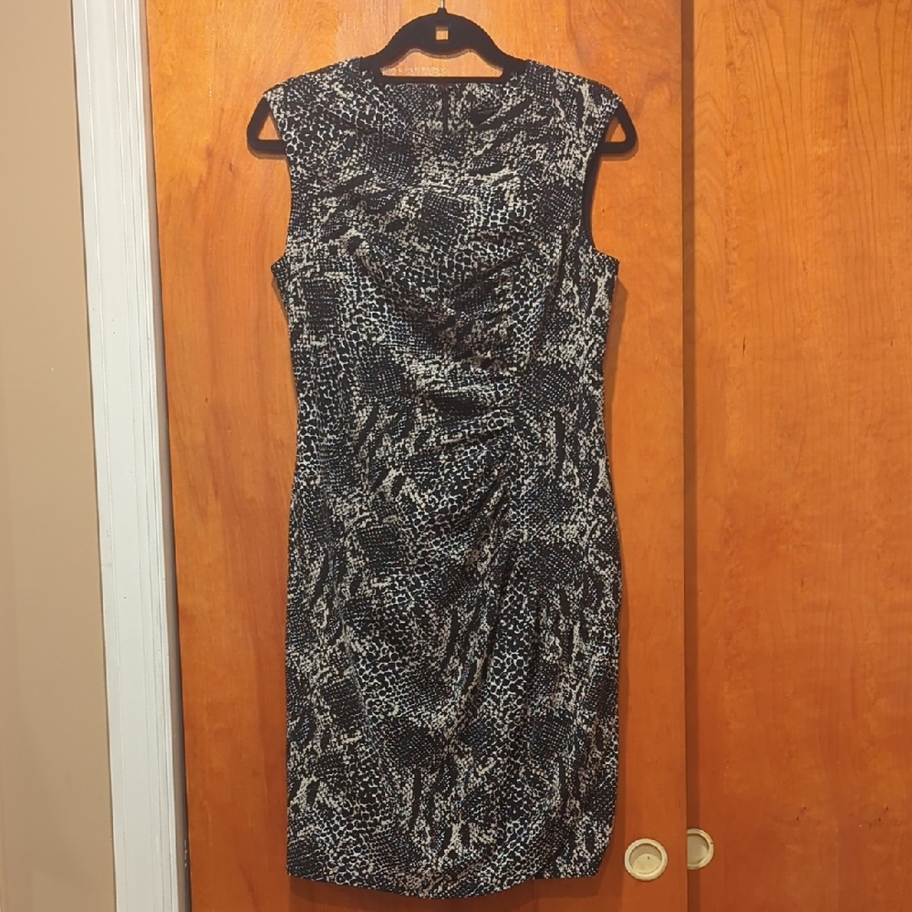 Ann Taylor Black and White Textured Midi Dress